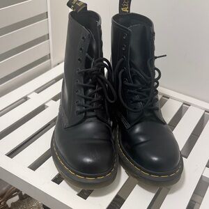 Dr. Martens Black Boots with Yellow Stitching